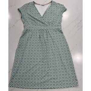 Boden Jenny Chalk Jersey Knit Dress Womens Sz 6P Geometric Print Stretch Green